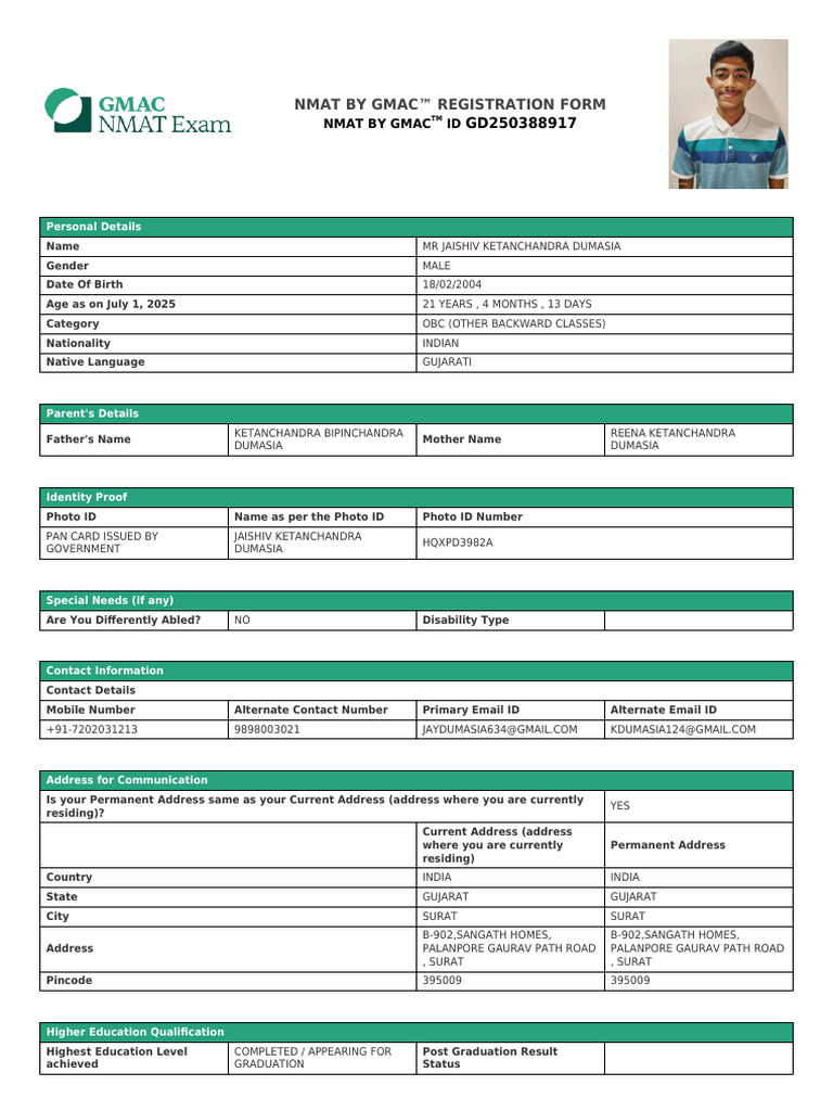 Application Form GD250388917 | PDF