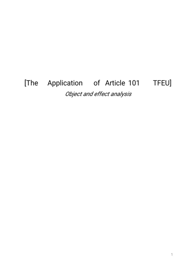 Analysis of Article 101 TFEU Enforcement | PDF | Competition Law ...