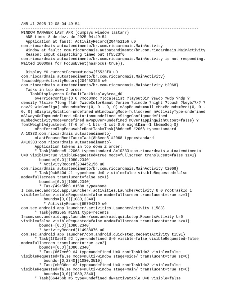 ANR Report for Riocard Mais App | PDF | System Software | Mobile Linux