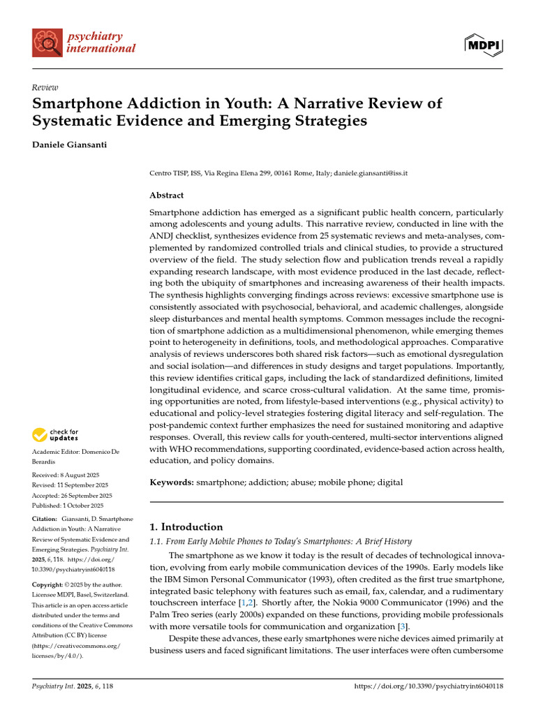 Youth Smartphone Addiction Review | PDF | Systematic Review | Reward System