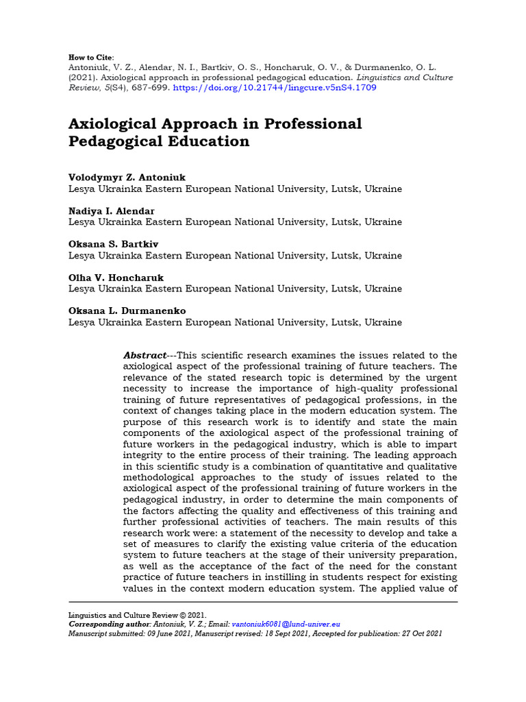 Axiological Approach in Teacher Training | PDF | Pedagogy | Methodology