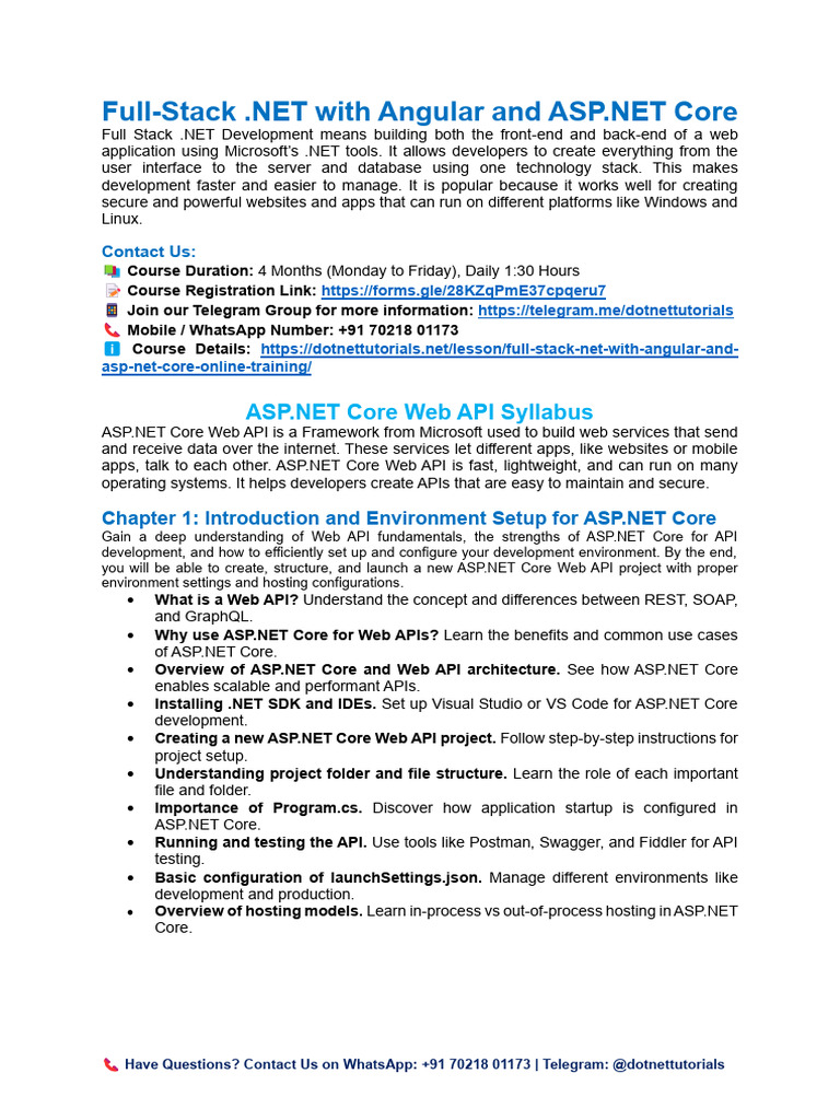 Full-Stack .NET Course with ASP.NET Core | PDF | Databases | Web ...