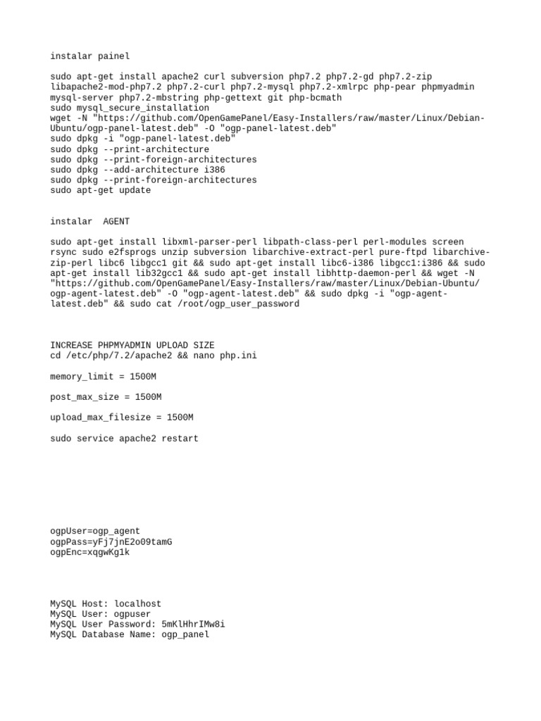 Instalar Ogp Panel Linux | PDF
