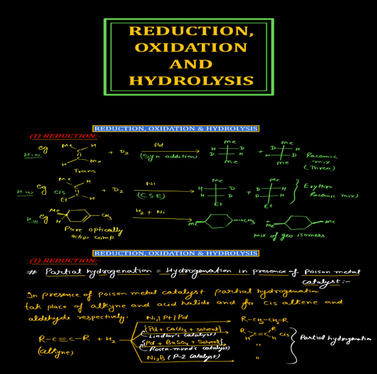REDUCTION, OXIDATION AND HYDROLYSIS L-2 (REDUCTION) JJKK | PDF
