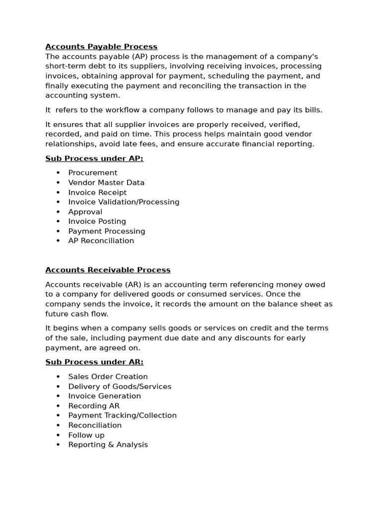 Comprehensive Guide to AP, AR, and R2R Processes | PDF