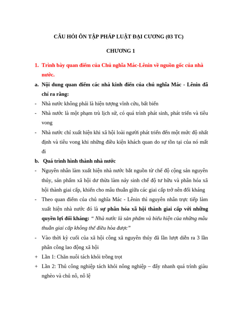 đề cương PLDC bản mới 1 | PDF