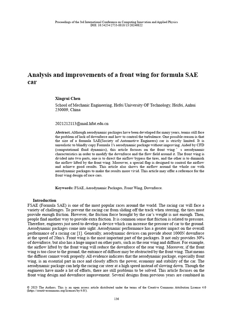 Front Wing Aerodynamics for FSAE Cars | PDF | Wing | Flap (Aeronautics)
