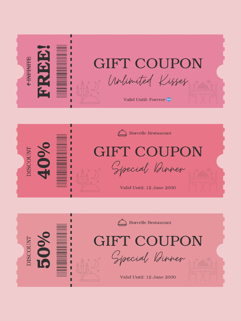 Pink Simple Gift Coupon A4 | PDF
