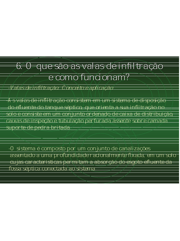 Valas de Infiltração: Funcionamento e Normas | PDF | Tanque séptico