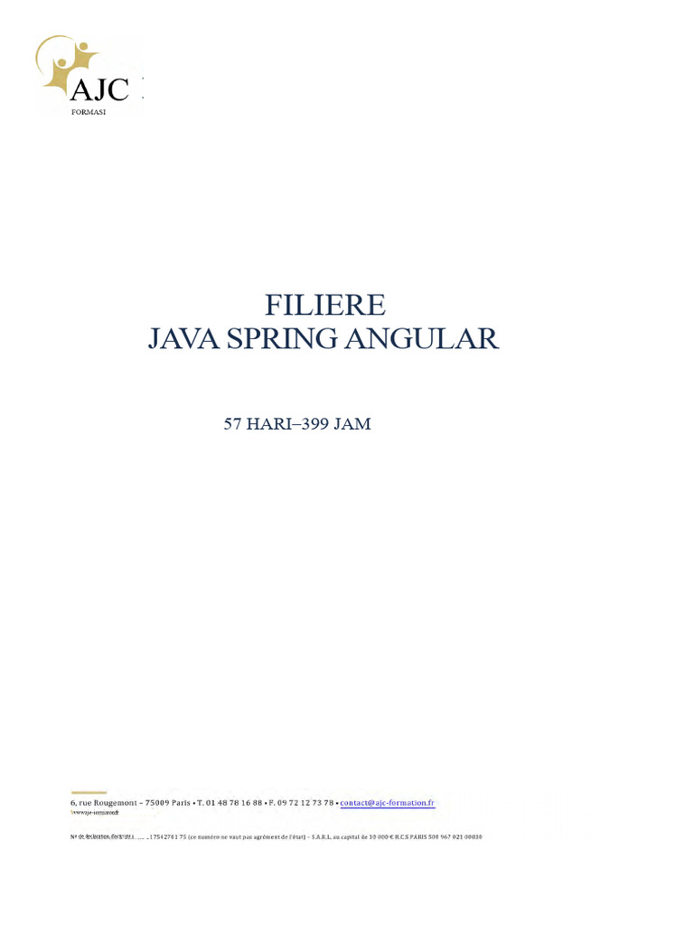Pelatihan Java Spring Angular 399 Jam | PDF