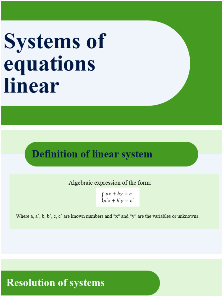 Systems of Equations. Basic Concepts | PDF | System Of Linear Equations ...