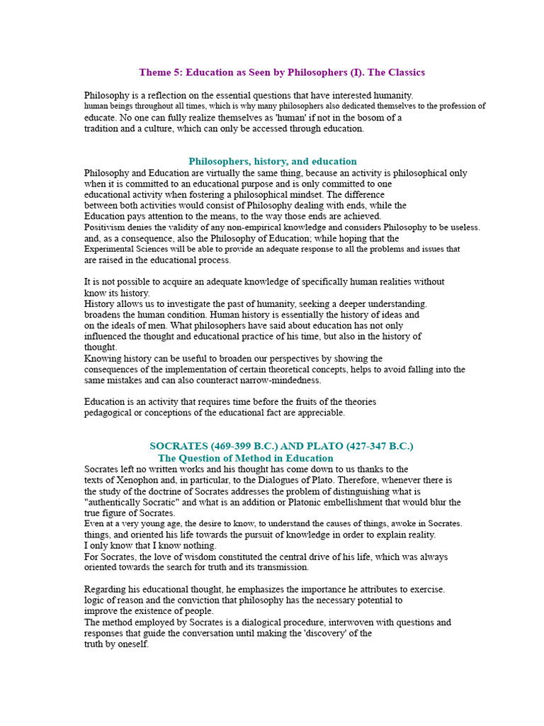 Philosophers on Education: Socrates & Plato | PDF | Socrates | Plato
