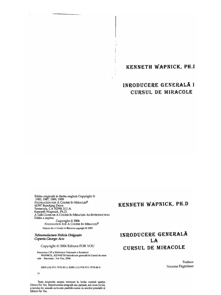 01 Introducere Generala La Cursul de Miracole | PDF