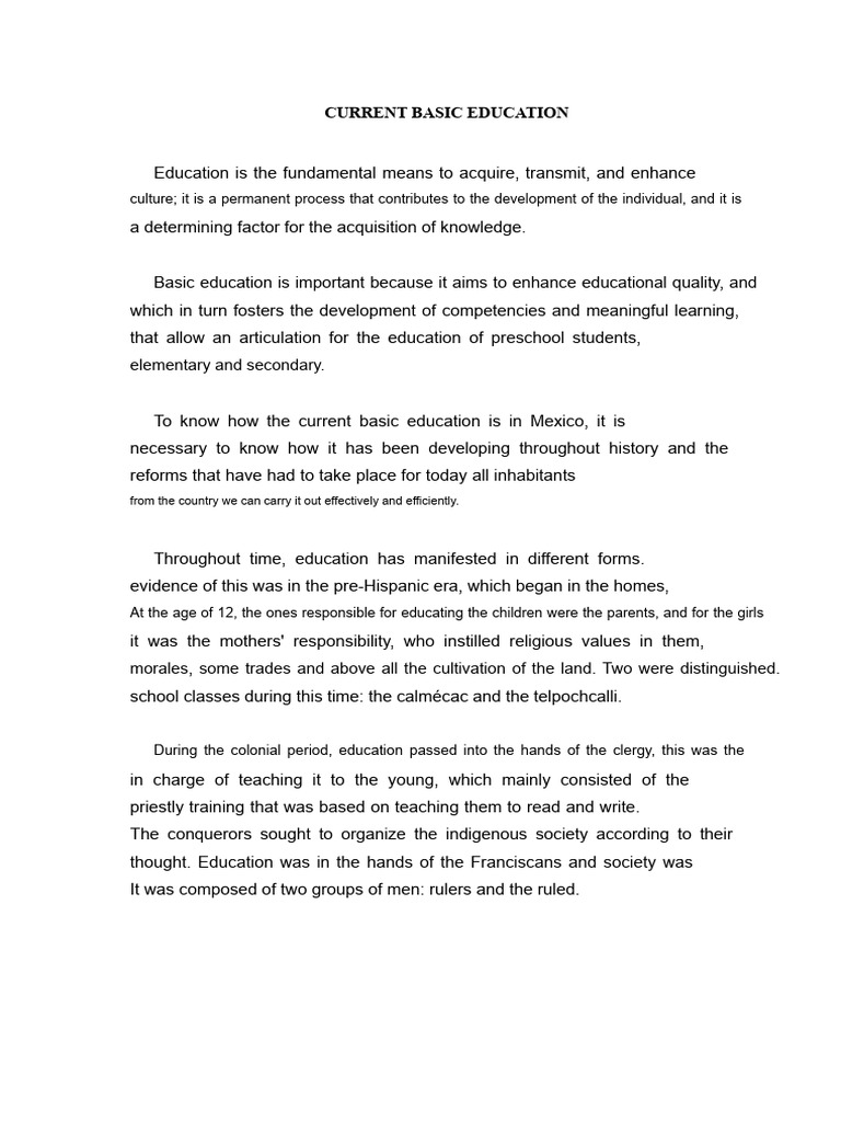 Current State of Basic Education in Mexico | PDF | Curriculum | Learning