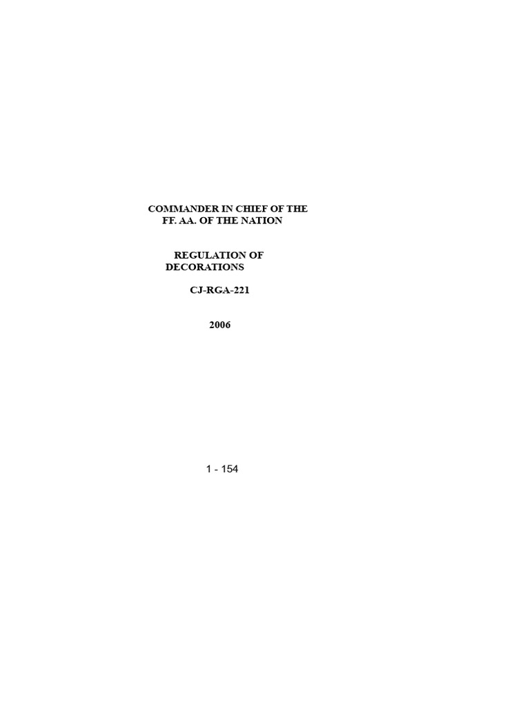 Regulations On Decorations 2 | PDF | Commander In Chief | Military