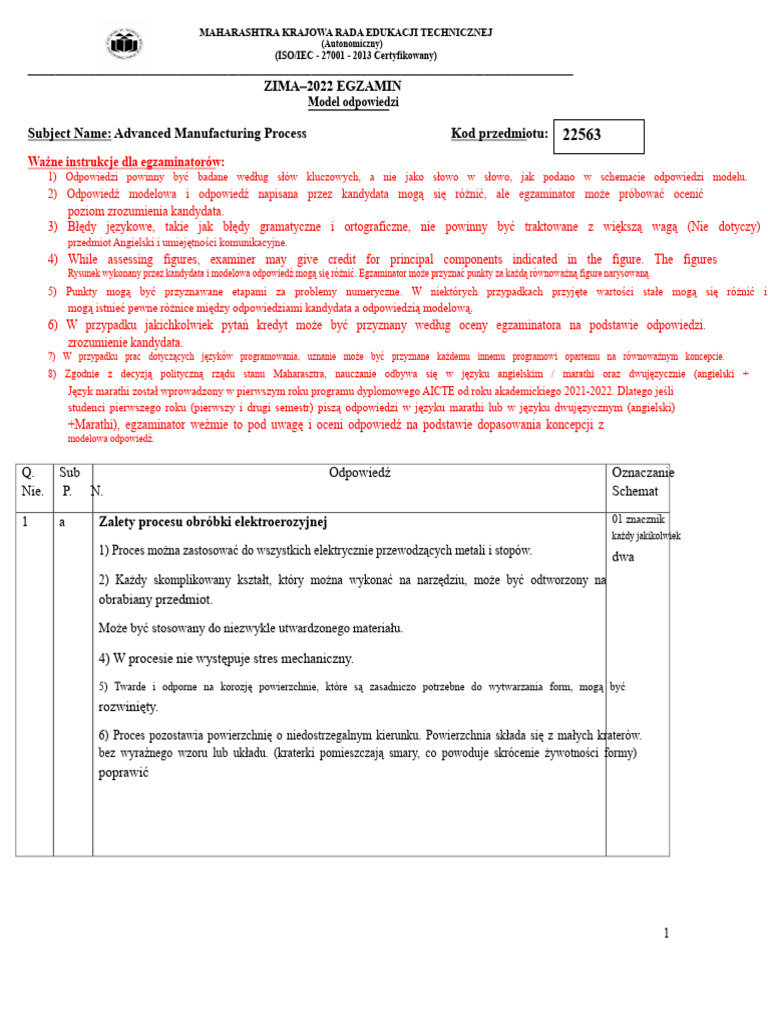 22563-2022-Zima-Model-Odpowiedzi-Papier (Msbte Zasoby Do Nauki) | PDF