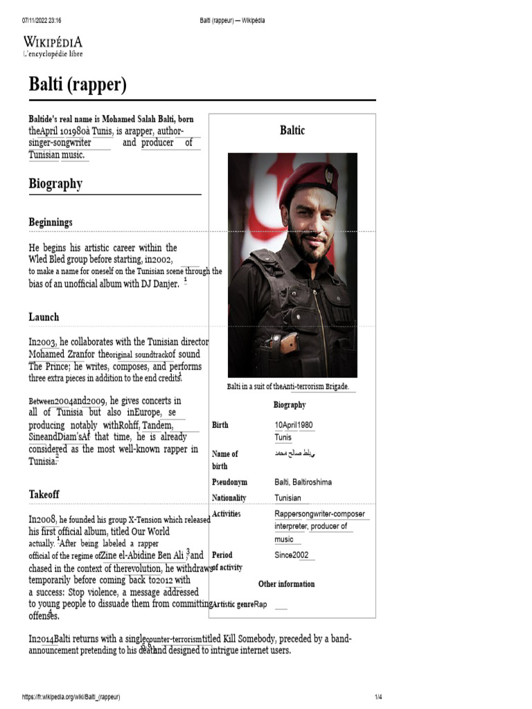 Balti (rapper) — Wikipedia | PDF | Tunisia
