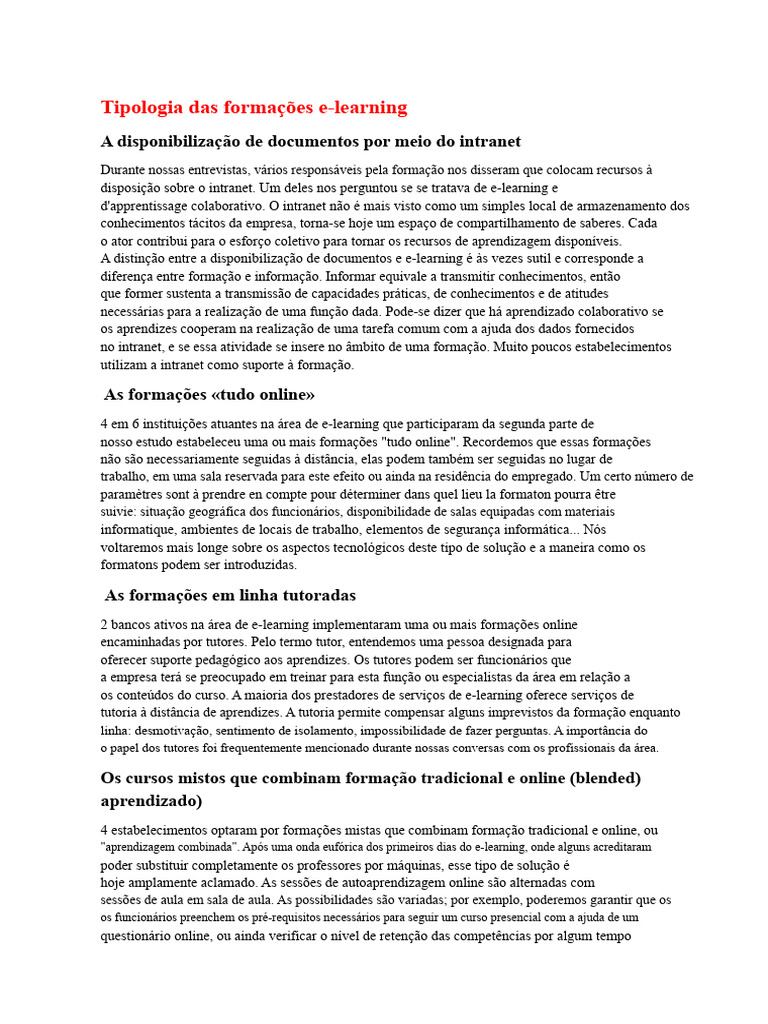 Tipos de Formação em E-Learning | PDF | Tecnologia educacional | MOOC