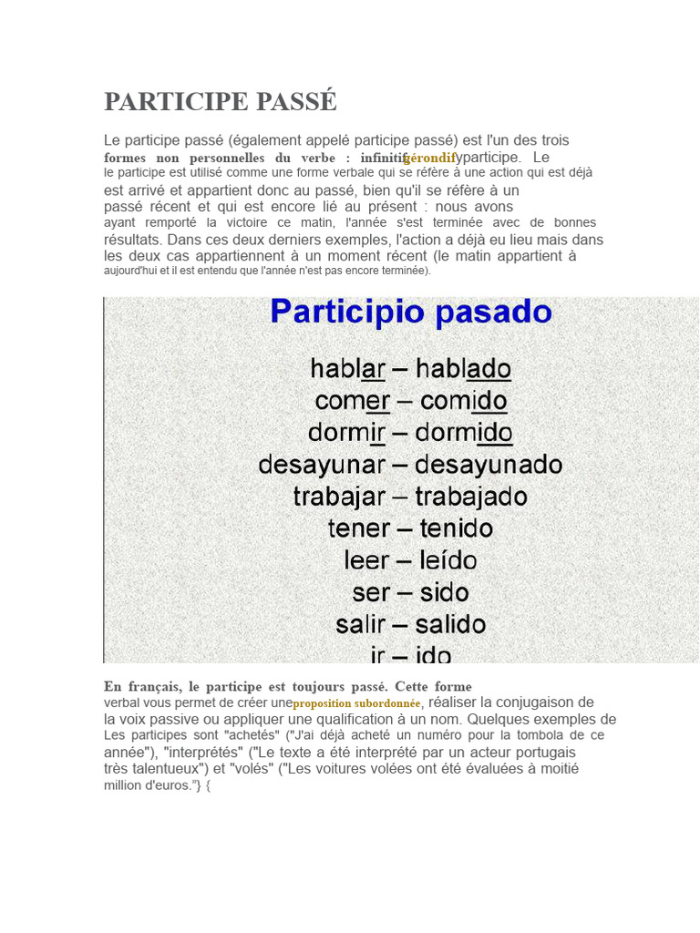 Comprendre le participe passé en français | PDF | Verbe | Linguistique