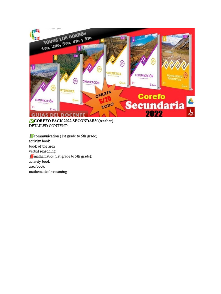 COREFO 2022 PACK SECONDARY (Teacher) | PDF