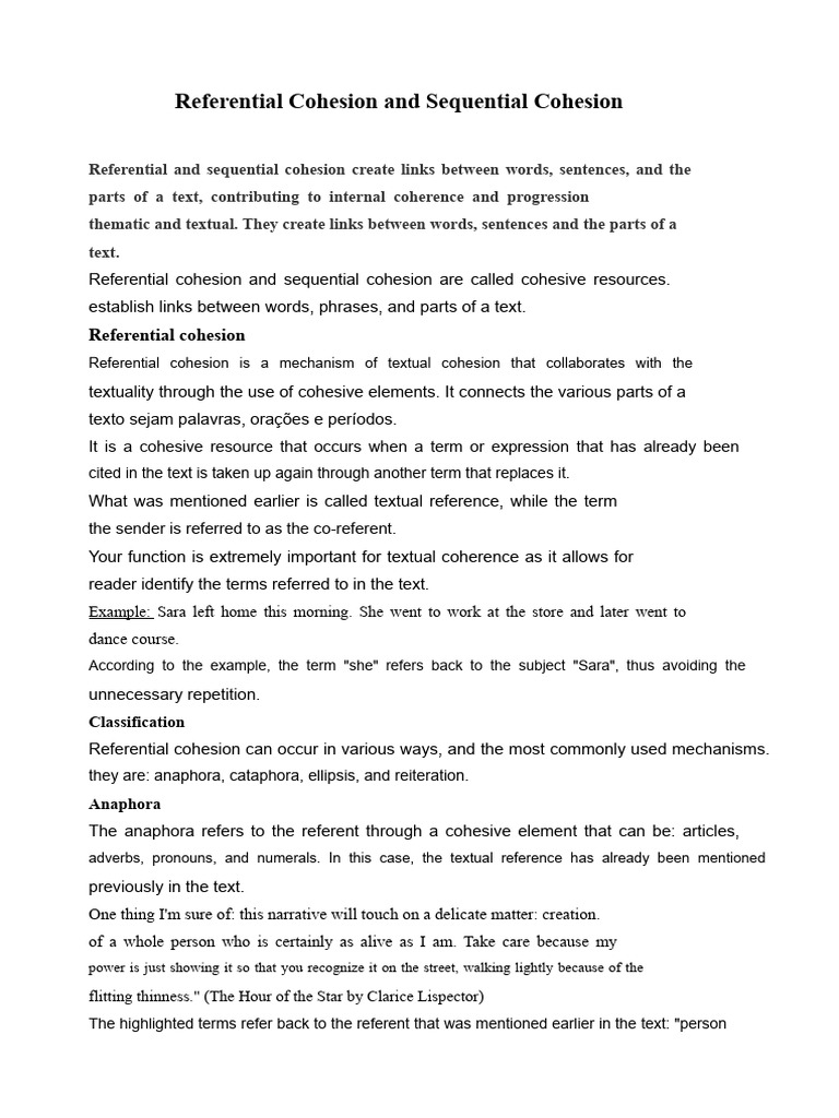 Understanding Cohesion in Texts | PDF | Reference | Myocardial Infarction