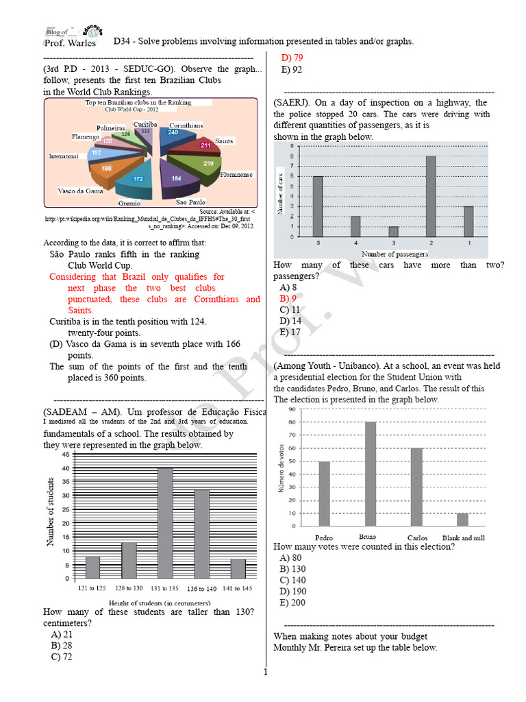 D34 (3rd grade - EM - Math) - Blog of Prof. Warles | PDF | Influenza ...