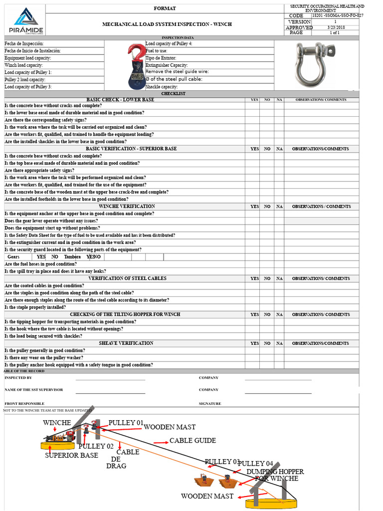 Load System Inspection - Winch | PDF | Manufactured Goods