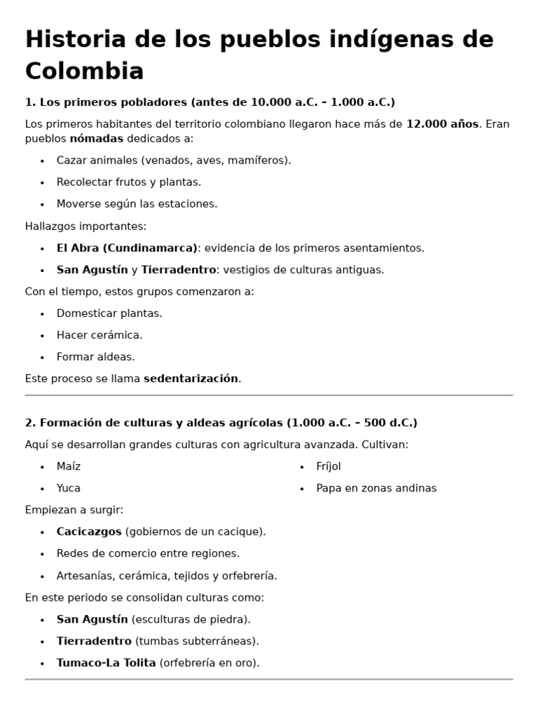 Historia de los pueblos indígenas en Colombia | PDF | Colombia | Venezuela