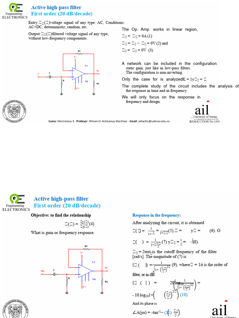 Active High-Pass Filter Design Guide | PDF | Low Pass Filter | Amplifier