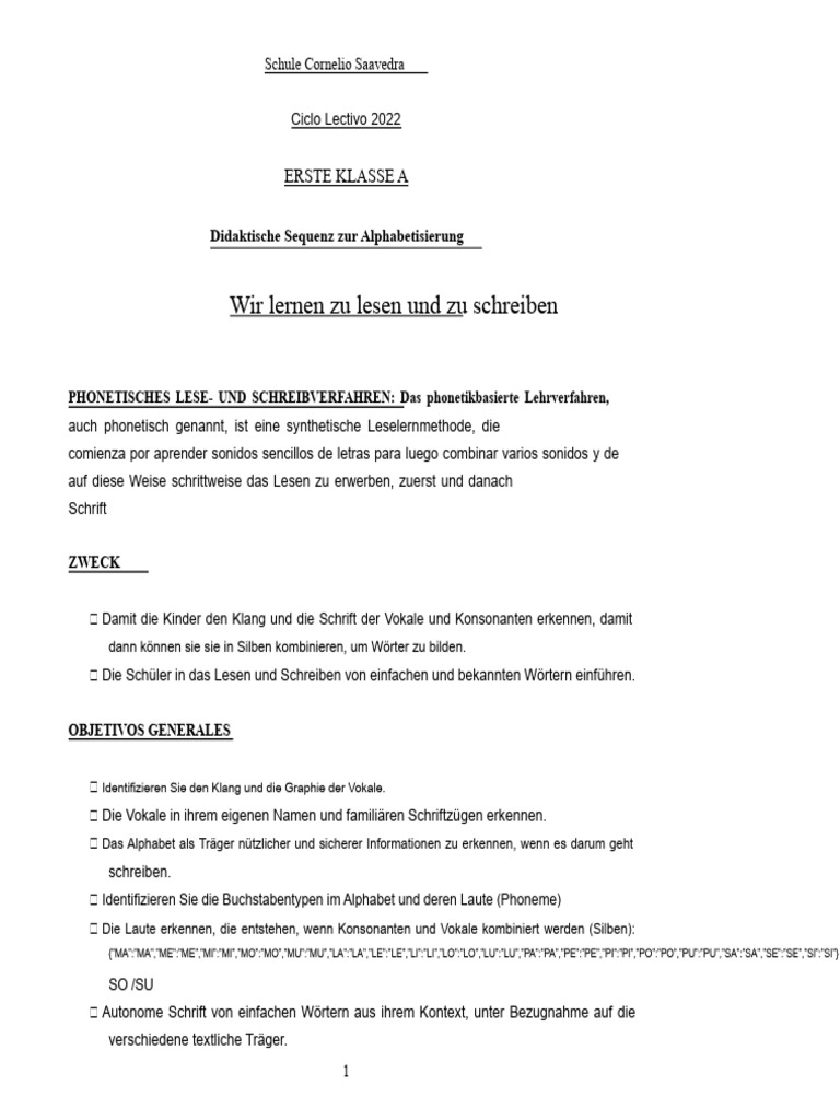 didaktische Sequenz Alphabetisierung | PDF