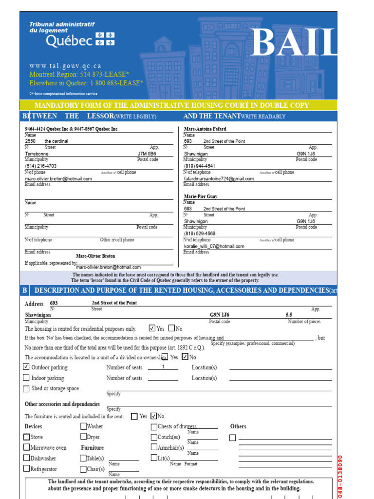Quebec Rental Agreement Template | PDF | Lease | Leasehold Estate