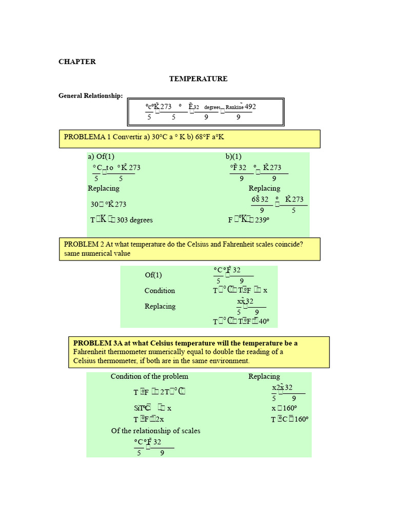 Temperature Conversion Problems and Scales | PDF | Fahrenheit | Temperature
