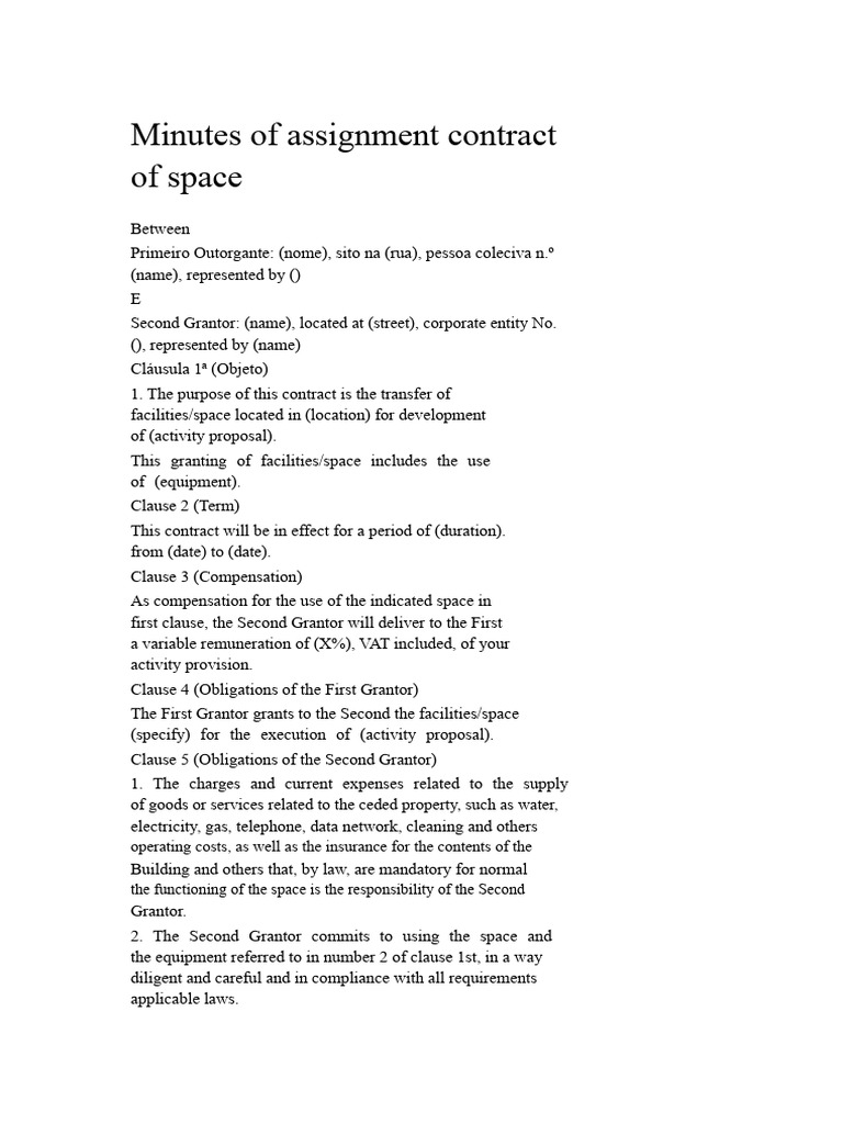 Draft Contract For Space Assignment | PDF | Civil Law (Legal System ...