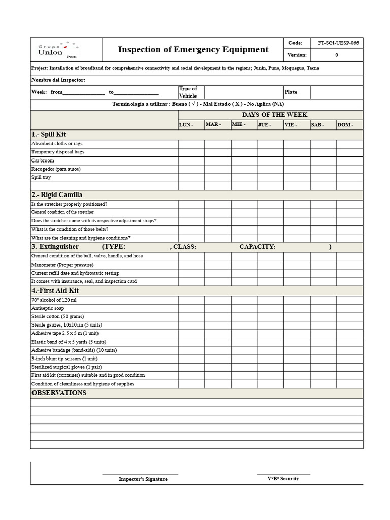 Emergency Equipment Inspection Record | PDF