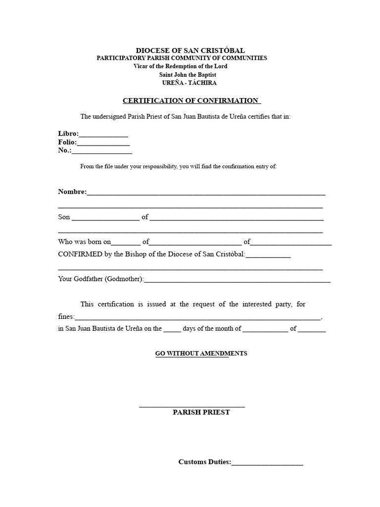 Confirmation Certification | PDF