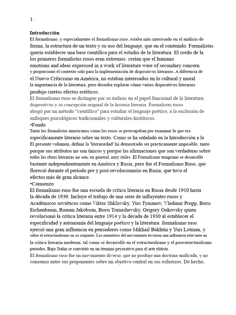 Formalismo Ruso | PDF | Pensamiento | Metáfora