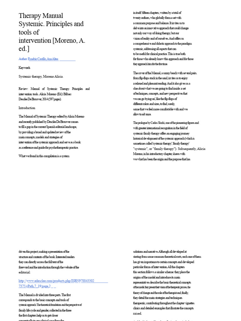 Systemic Therapy Manual Overview | PDF | Psychotherapy | Gender
