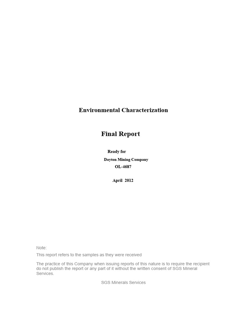 Environmental Characterization Report | PDF | Acid | Chemistry