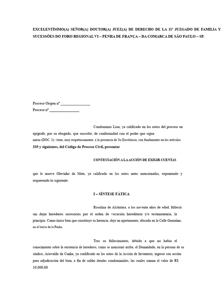 Contestación a Acción de Exigir Cuentas | PDF | Separación de poderes ...