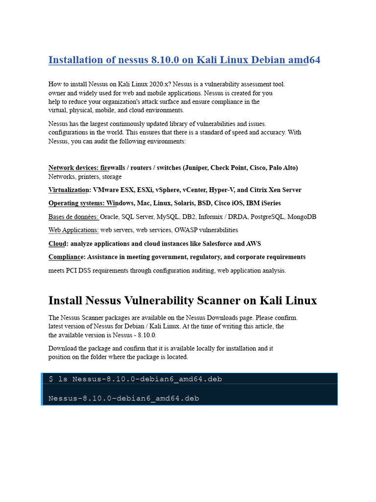 Install Nessus 8.10.0 on Kali Linux | PDF | Computer Architecture ...