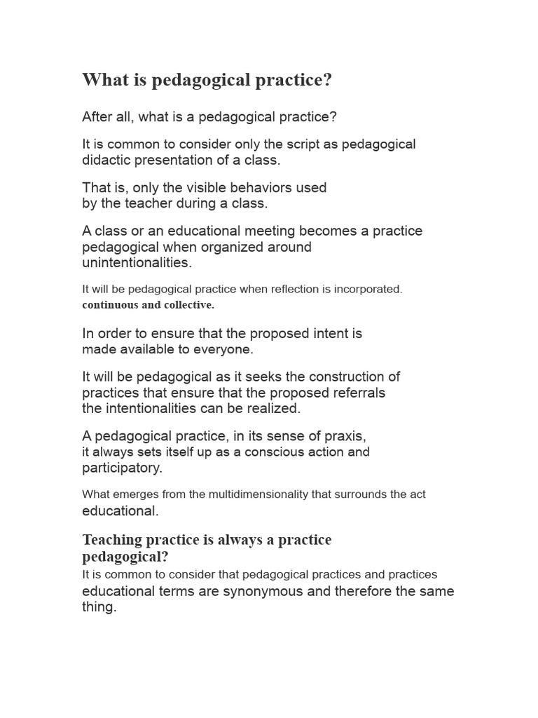 What Is Pedagogical Practice? | PDF | Pedagogy | Teachers