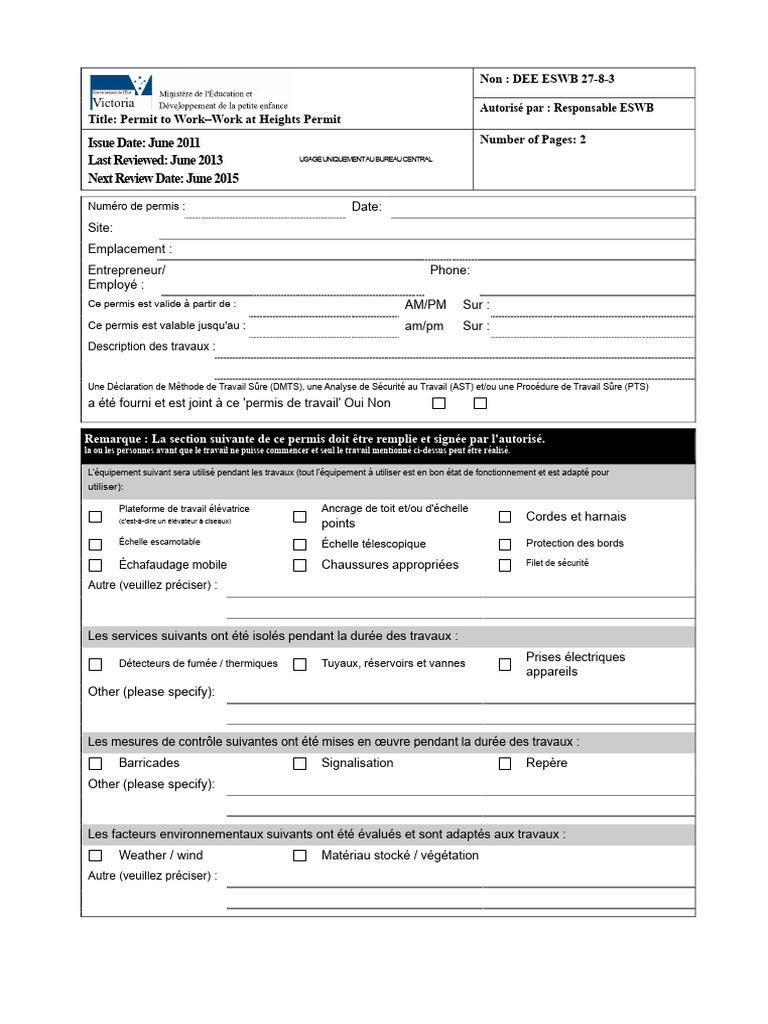 Permis de travail en hauteur - ESWB | PDF