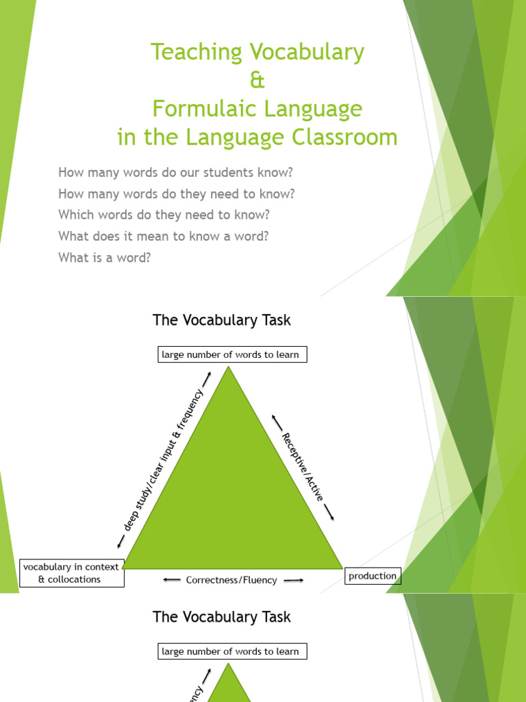 Teaching Vocabulary - Formulaic Language | PDF | Vocabulary | Word