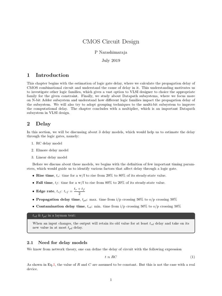 CMOS Circuit Design and Delay Models | PDF | Logic Gate | Cmos