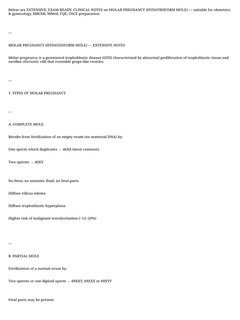 Molar Pregnancy Jkpdf | PDF | Human Reproduction | Maternal Health