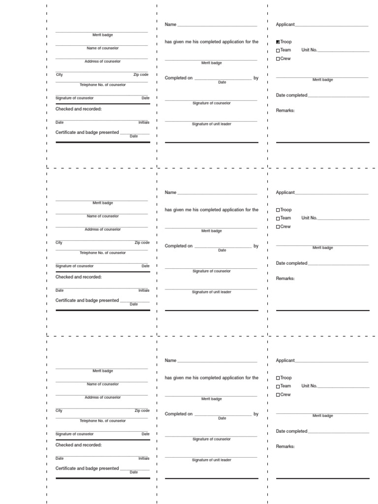 Merit Badge Application Form | PDF | Outdoor Recreation Organizations ...