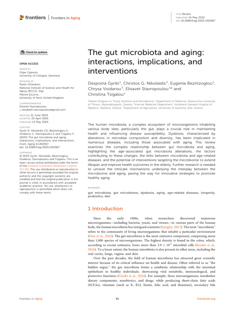 Gut Microbiota's Role in Aging | PDF | Diet (Nutrition) | Diet & Nutrition