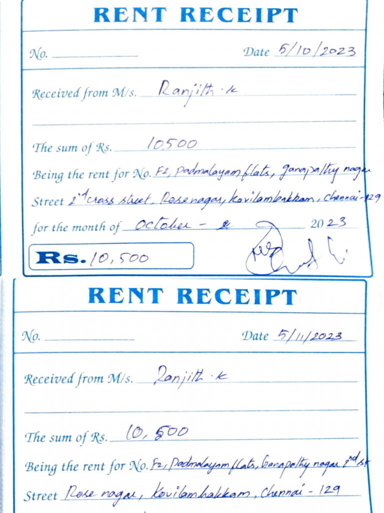 Rent Receipts for Multiple Tenants | PDF
