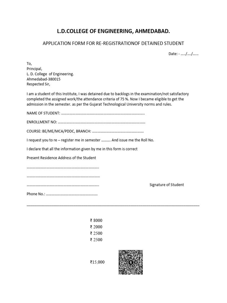 Re-Registration Form for Detained Students | PDF