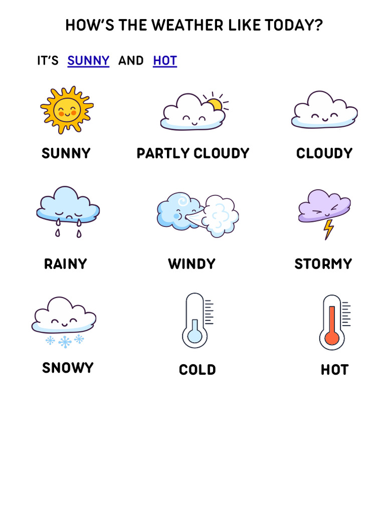 White Colorful Weather Vocabulary Worksheet | PDF | Livestock | Chicken